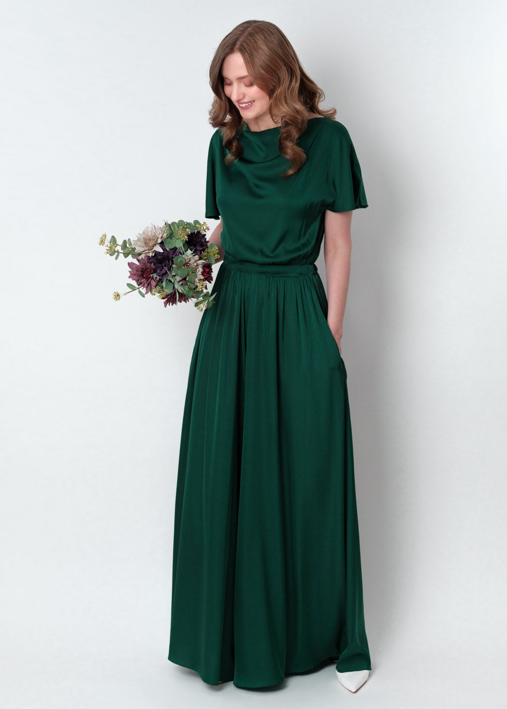 Dark green silk jumpsuit