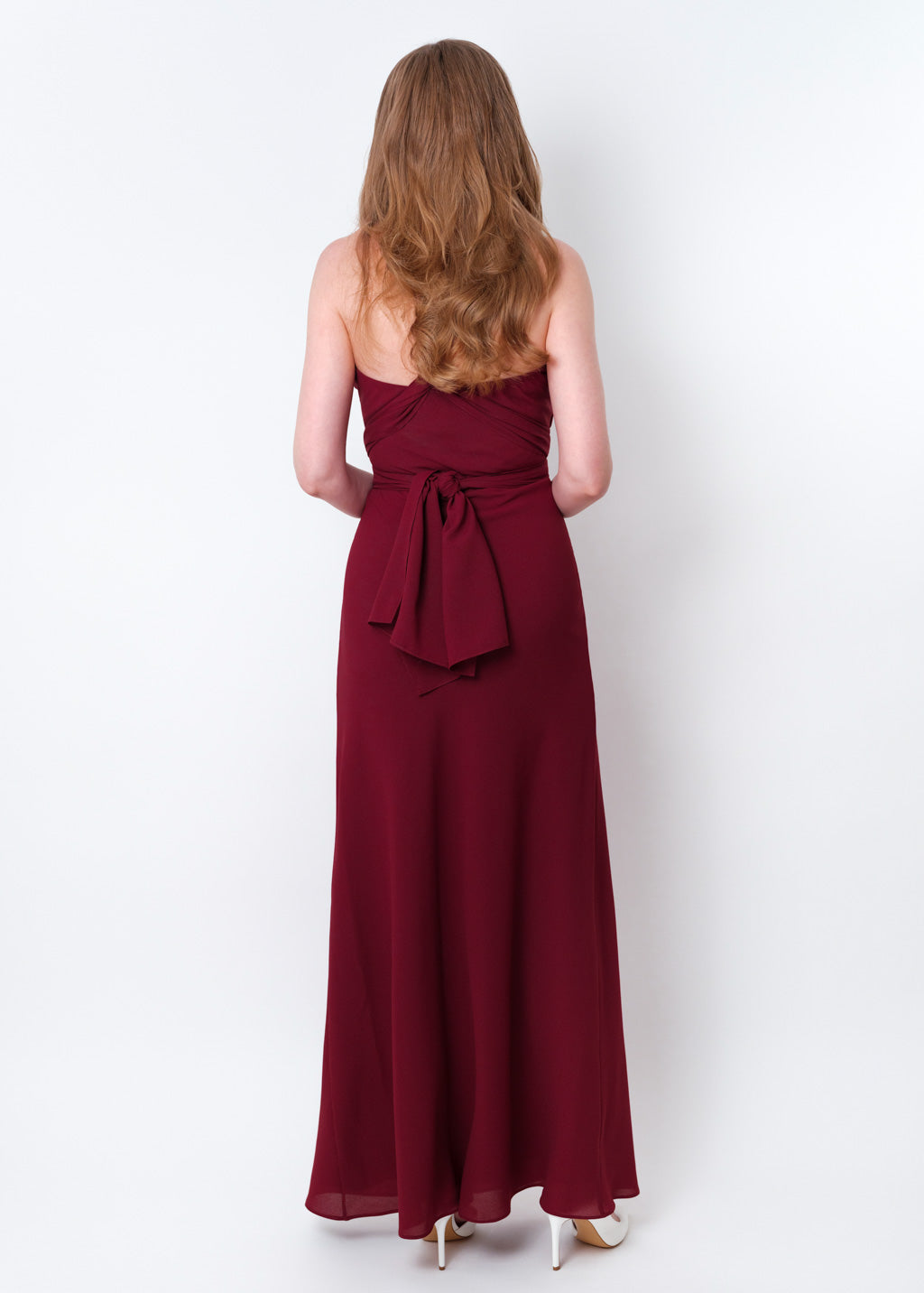 Burgundy chiffon infinity long dress