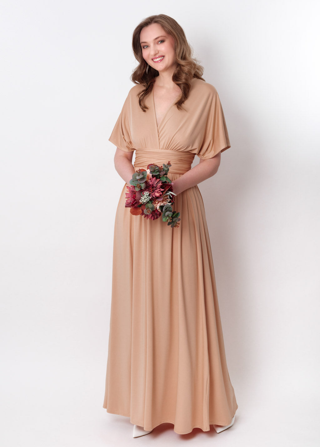 Champagne gold infinity long pleated dress