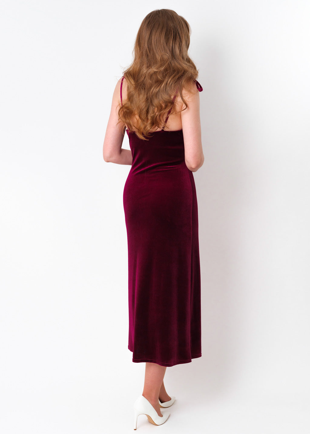 Plum burgundy slip velvet bodycon dress