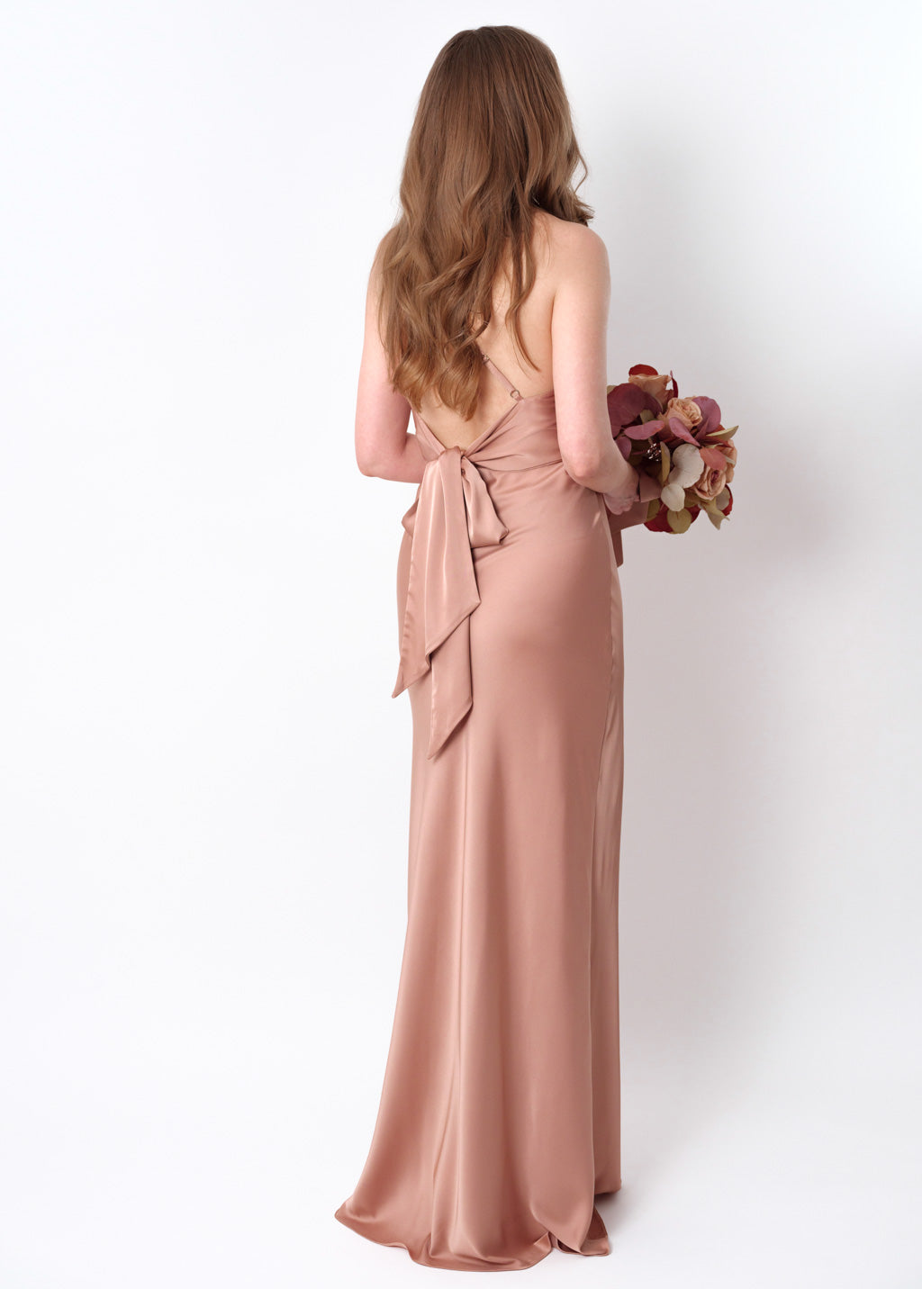 Rose gold silk slip dress