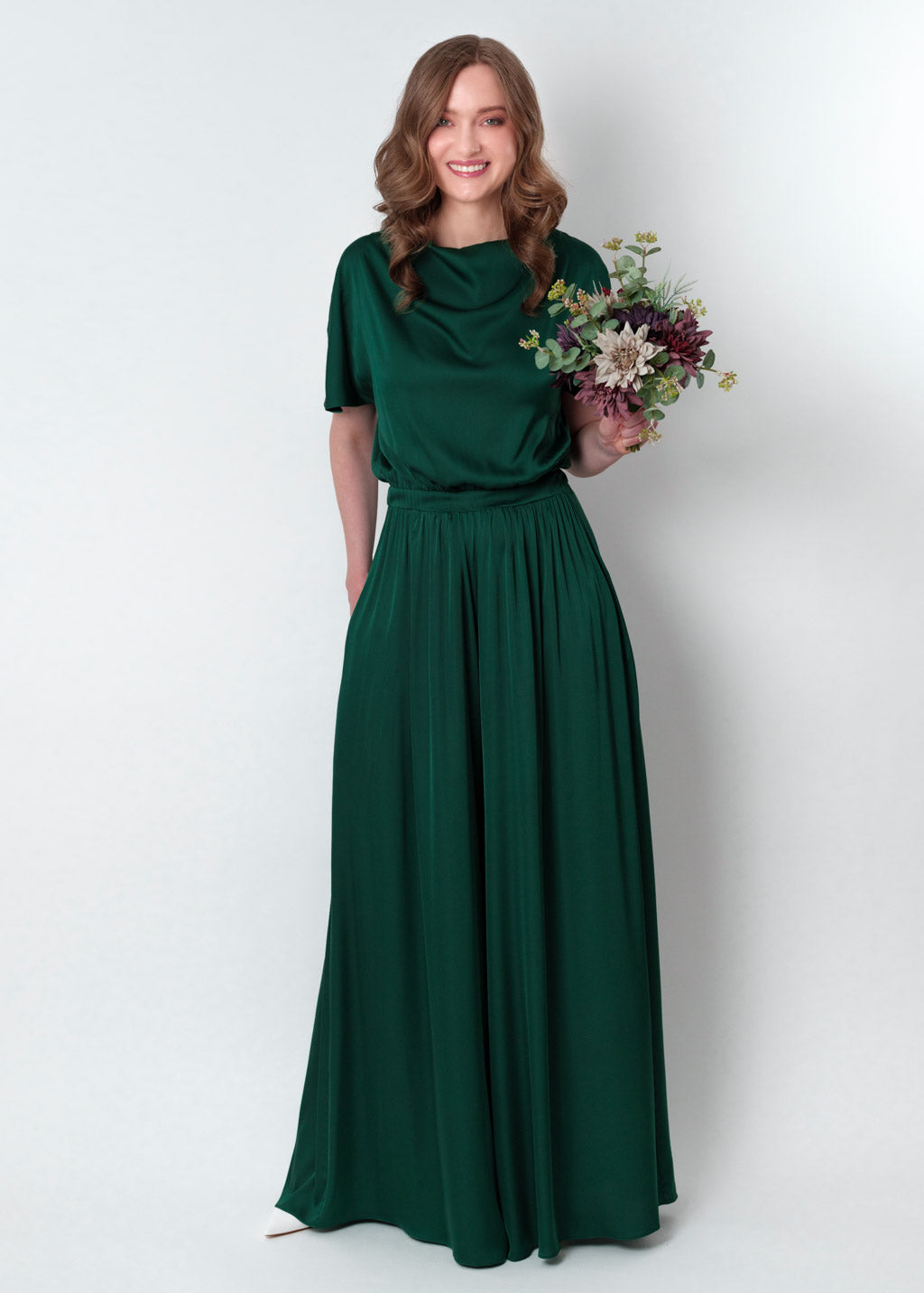 Dark green silk jumpsuit