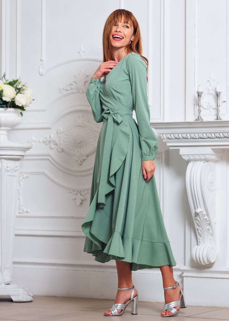 Sage green wrap dress