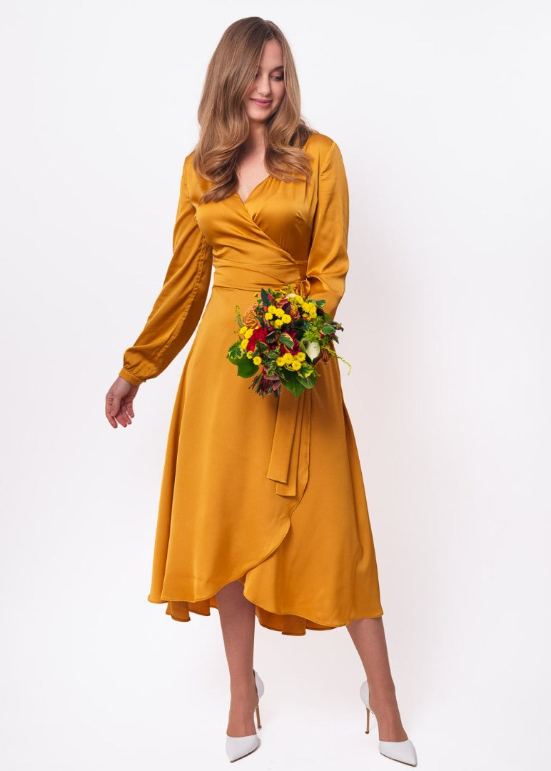 Gold wrap dress