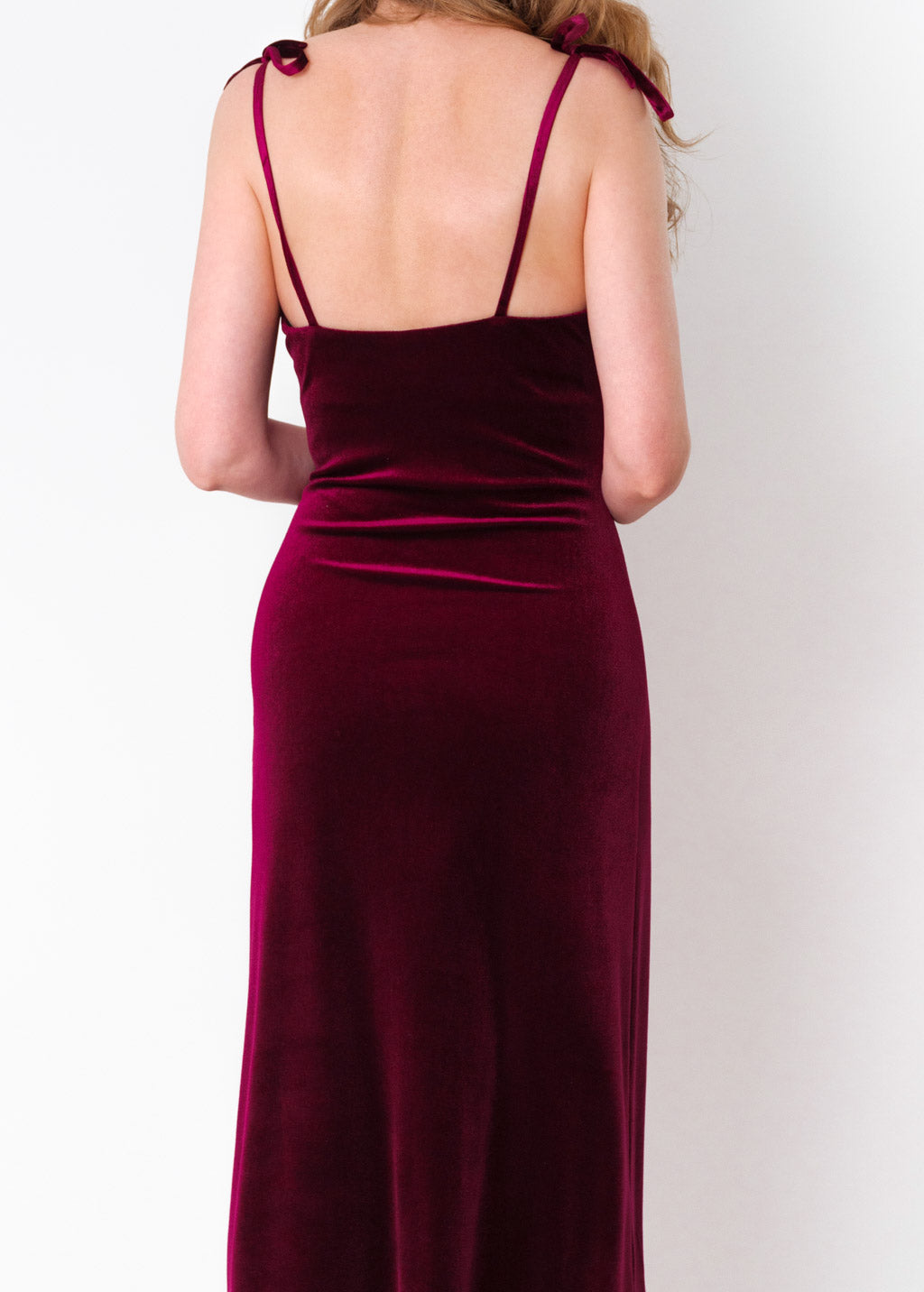 Plum burgundy slip velvet bodycon dress