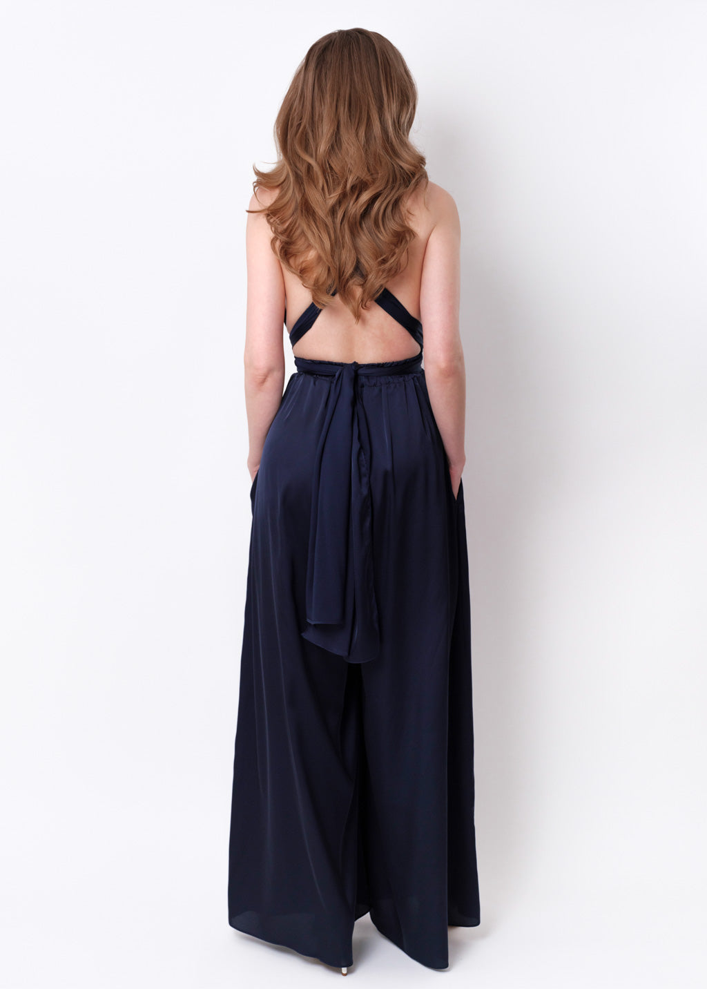 Navy blue silk infinity jumpsuit