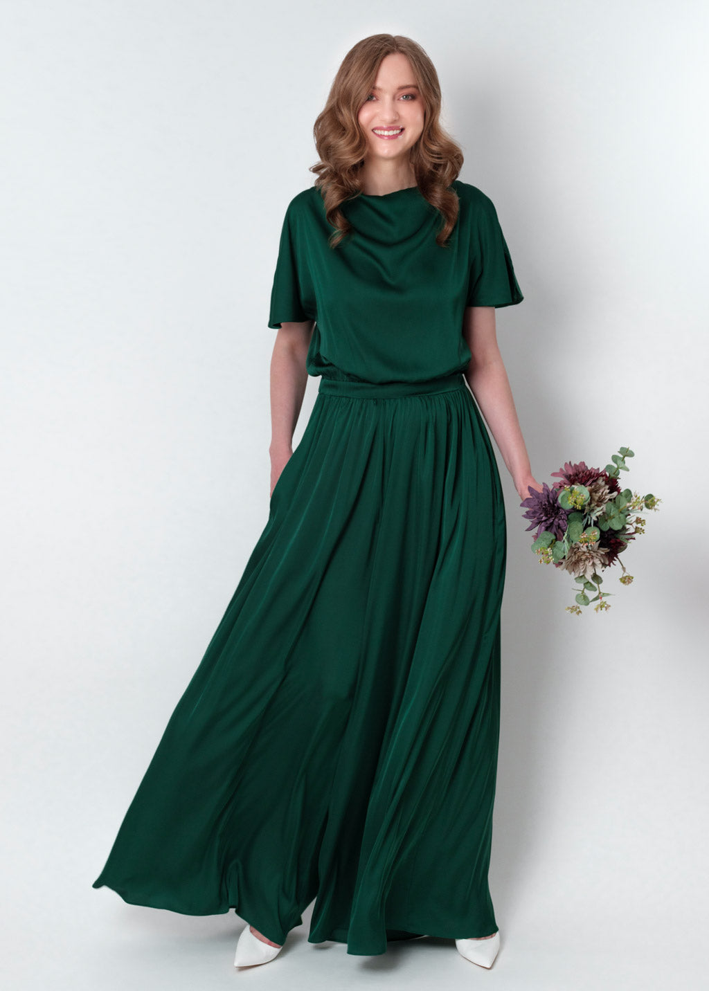 Dark green silk jumpsuit