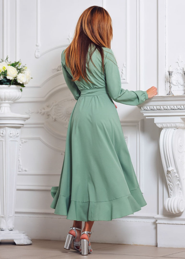Sage green wrap dress