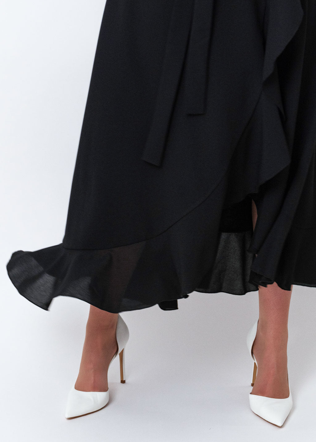 Black chiffon wrap dress