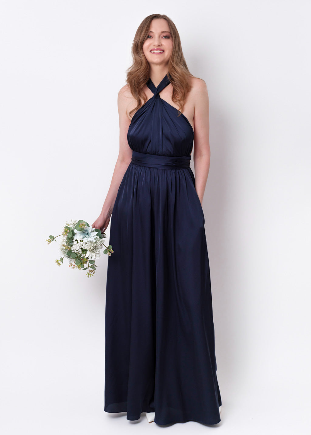 Navy blue silk infinity jumpsuit