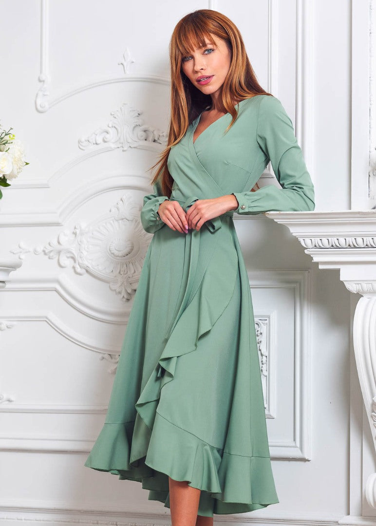 Sage green wrap dress