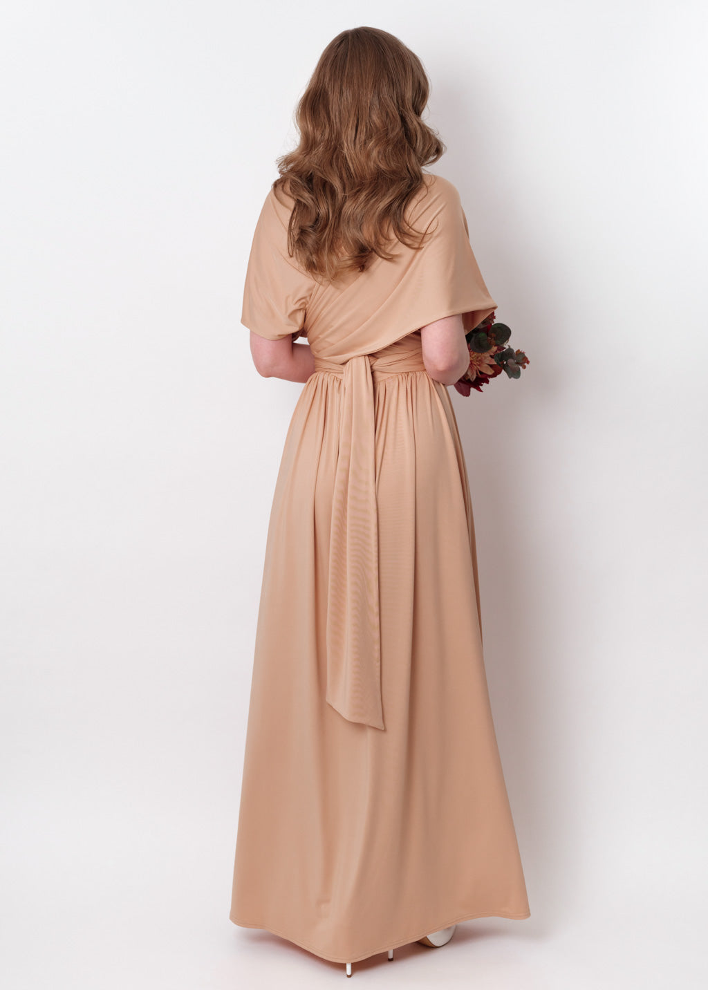 Champagne gold infinity long pleated dress