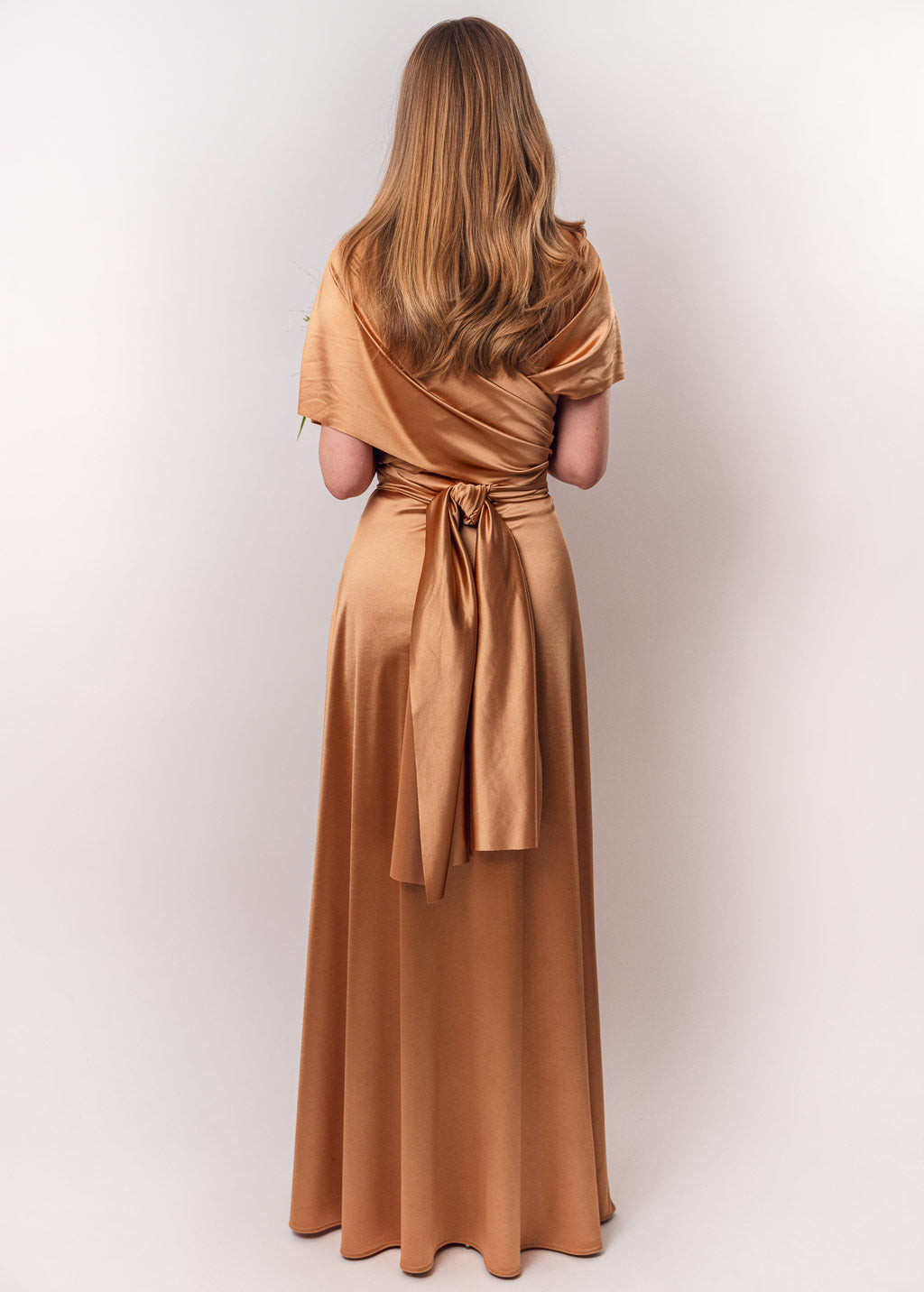 Gold luxury satin infinity dress or jumpsuit