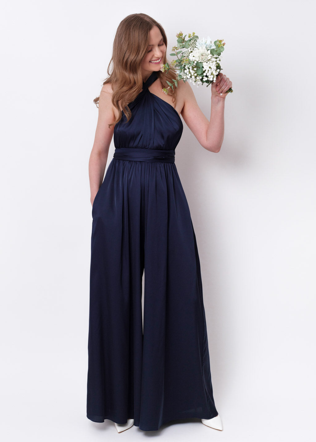 Navy blue silk infinity jumpsuit