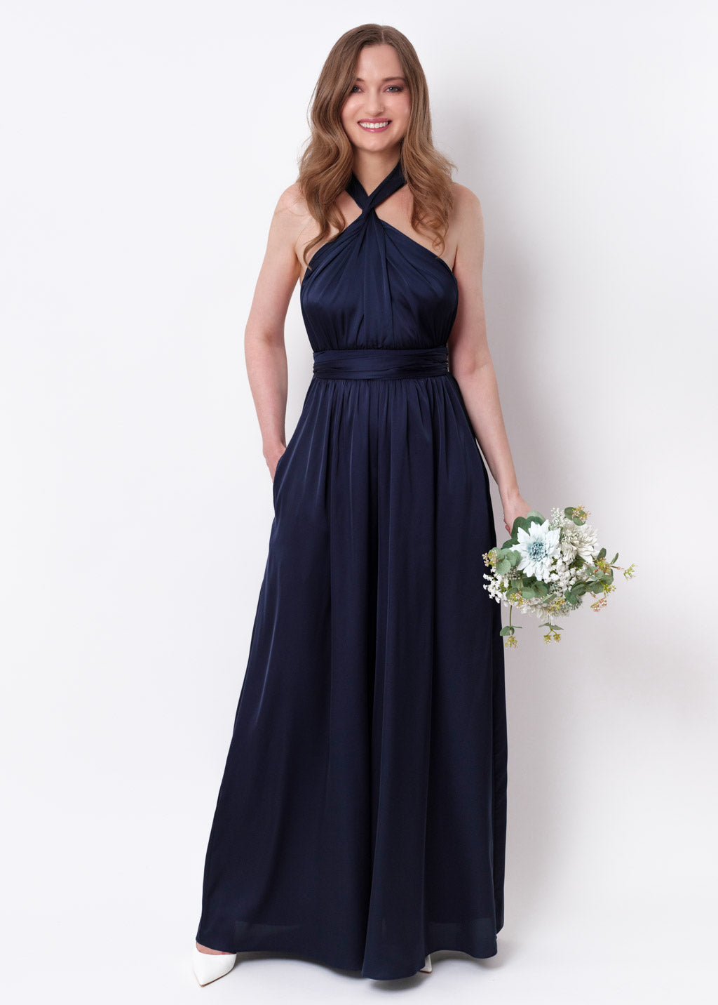 Navy blue silk infinity jumpsuit