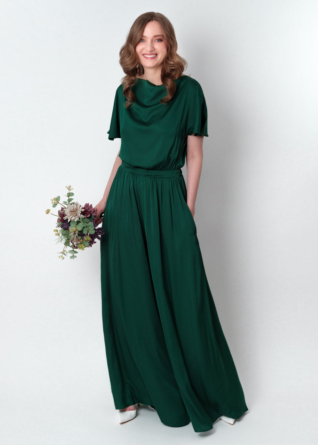 Dark green silk jumpsuit