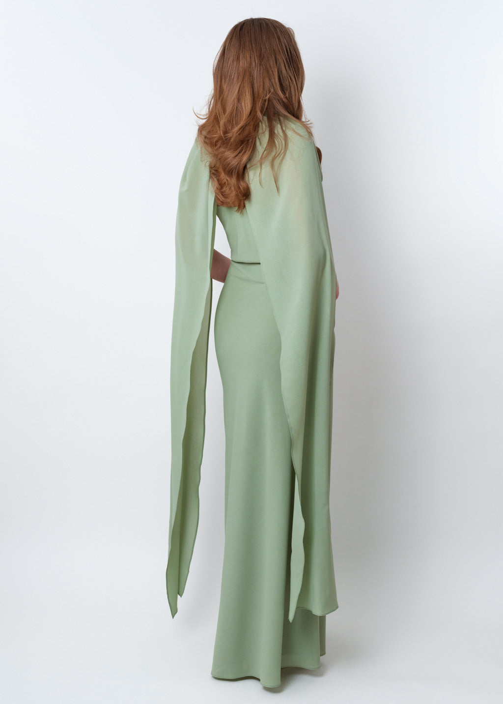 Sage green chiffon infinity long dress