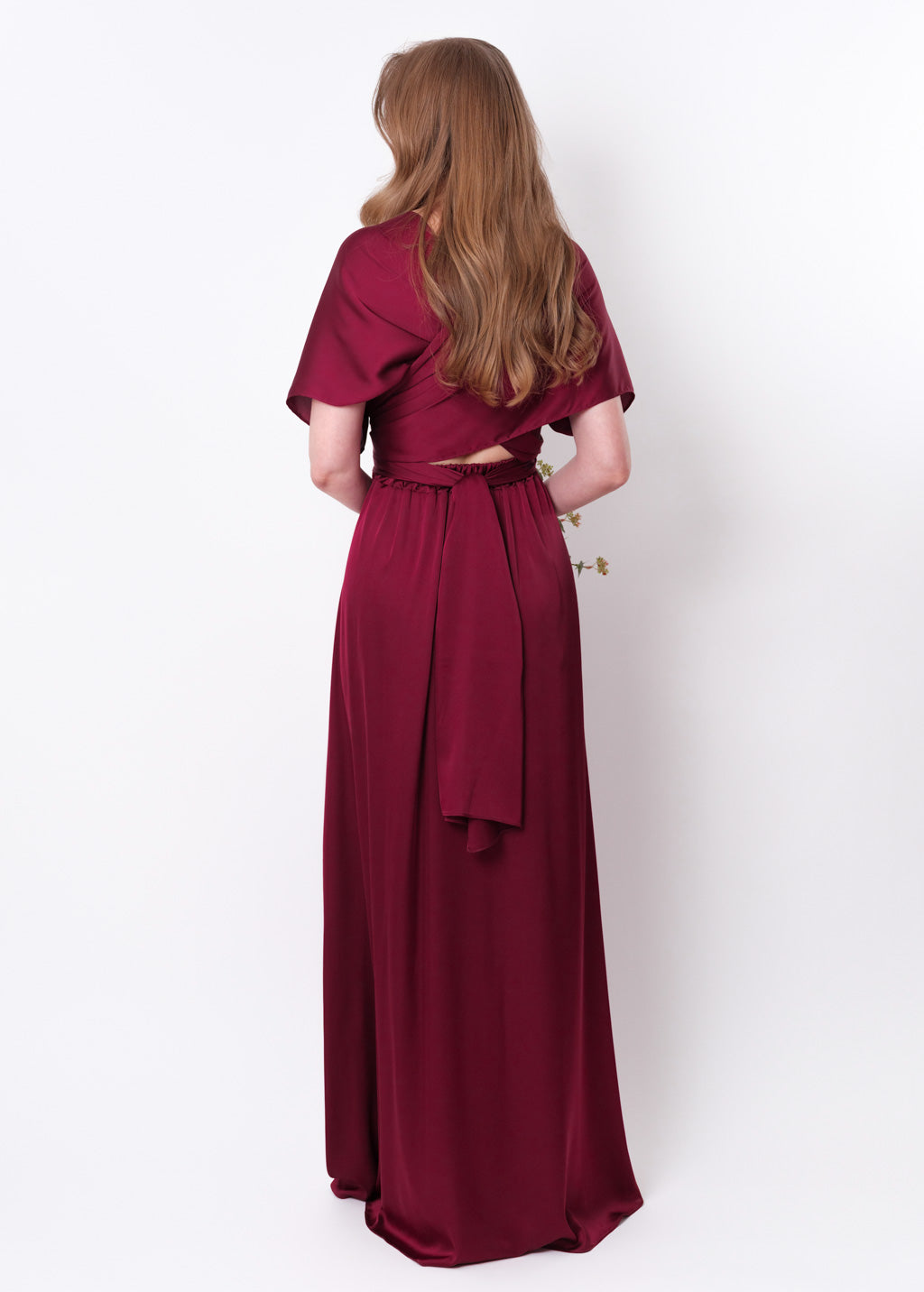 Fuchsia slit infinity pleated dress