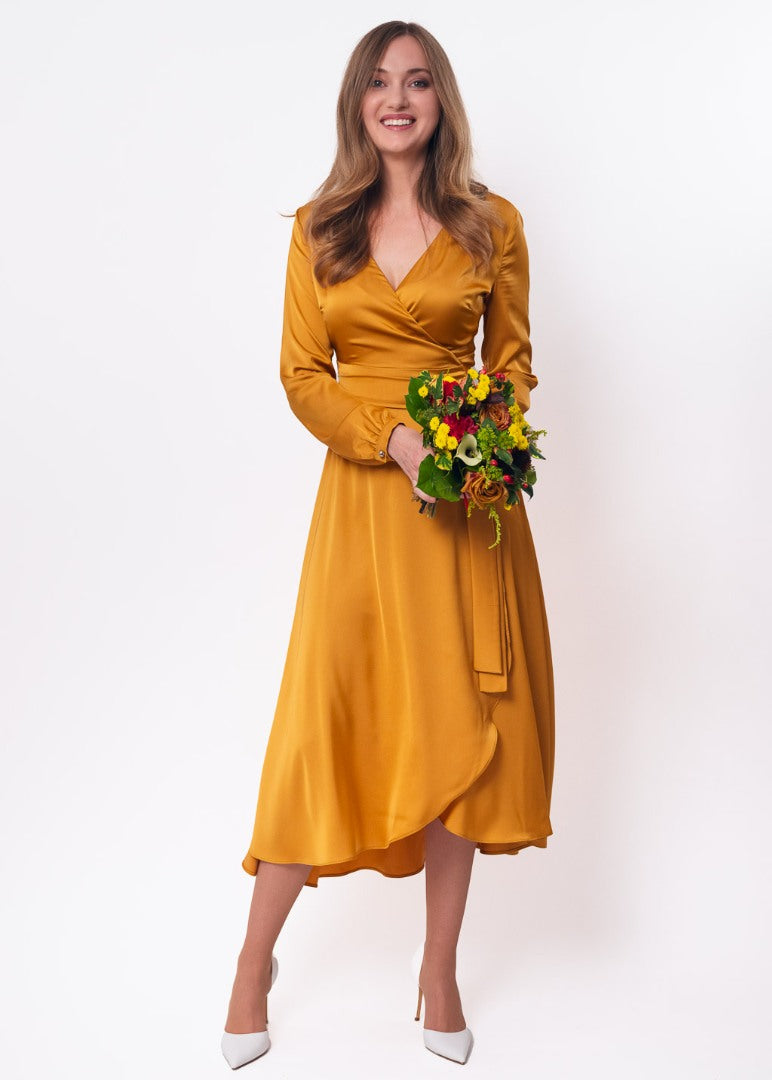 Gold wrap dress