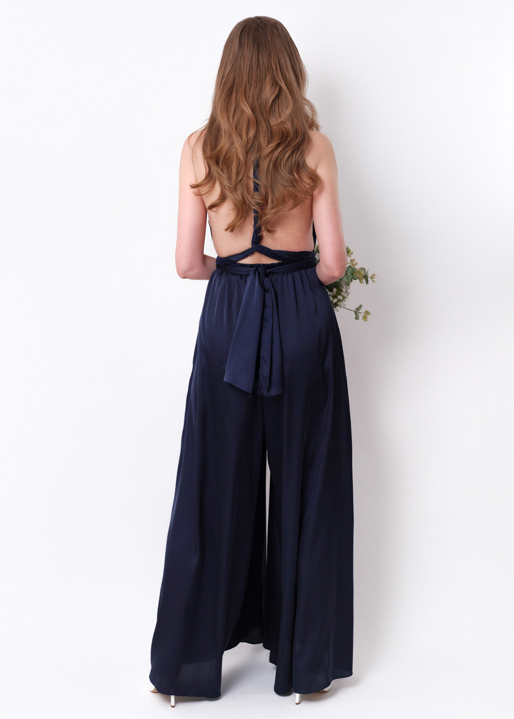 Navy blue silk infinity jumpsuit