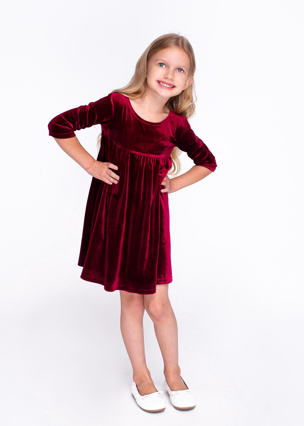 Burgundy girl velvet dresses