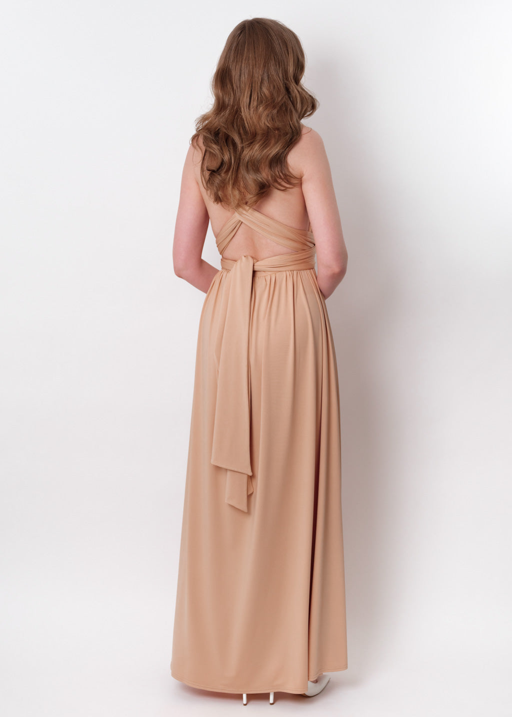 Champagne gold infinity long pleated dress