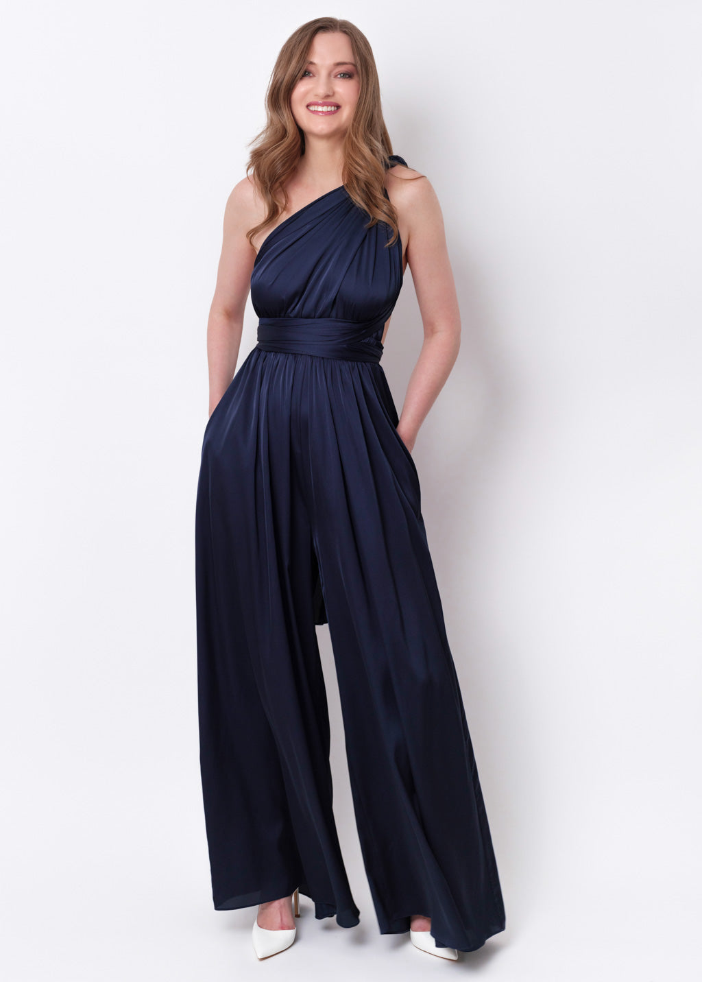 Navy blue silk infinity jumpsuit