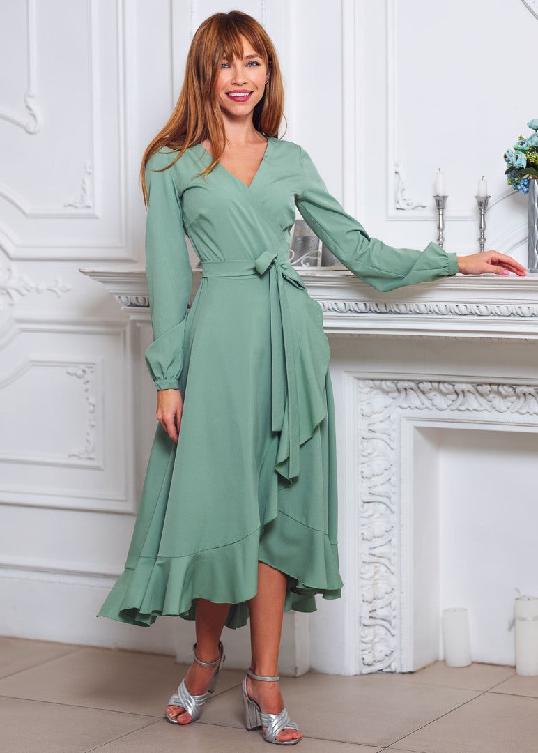 Sage green wrap dress