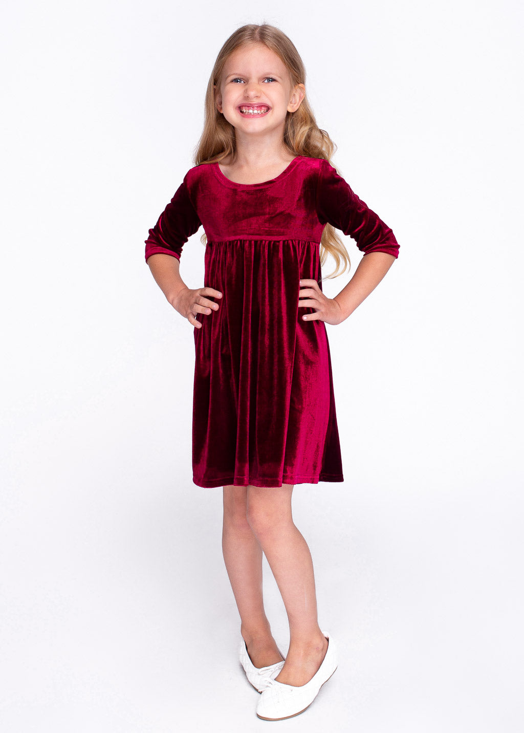 Burgundy girl velvet dresses