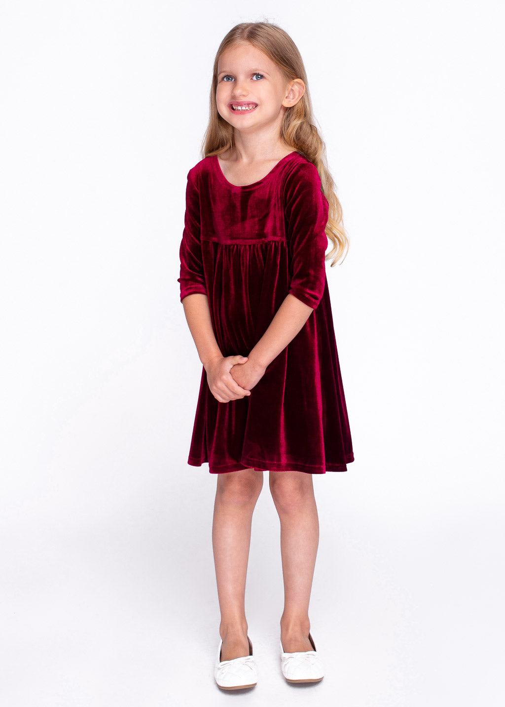 Burgundy girl velvet dresses