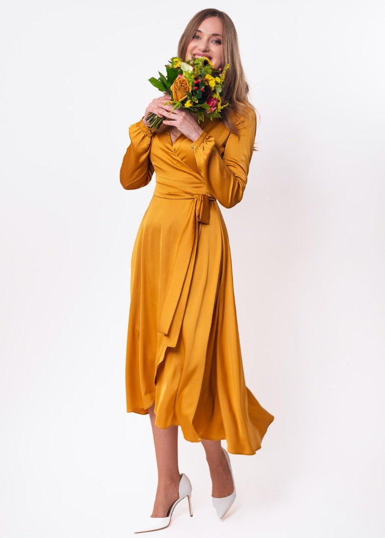 Gold wrap dress