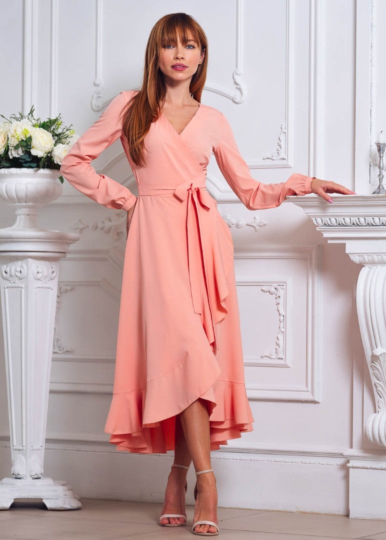 Blush pink wrap dress