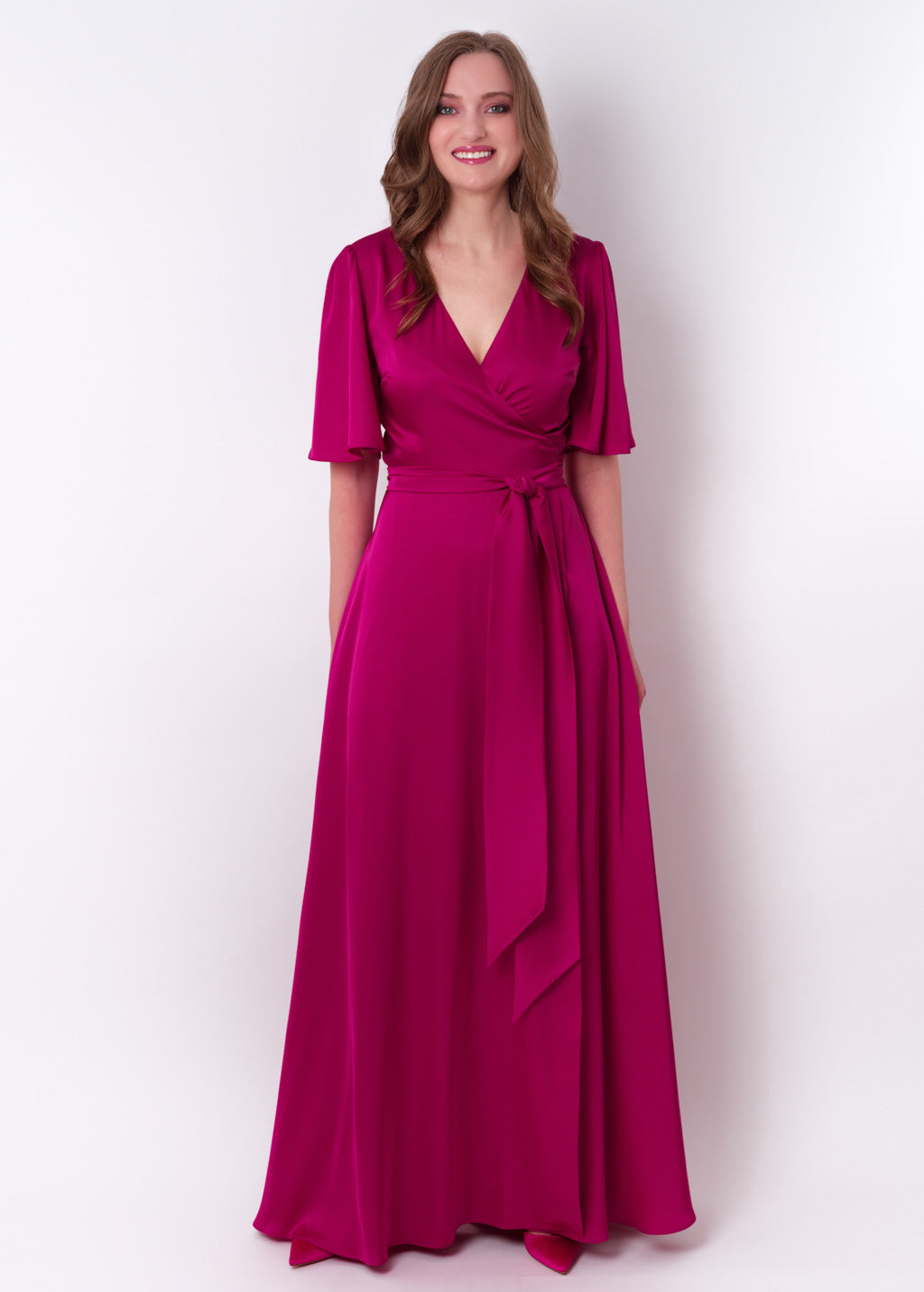 Fuchsia wrap long dress