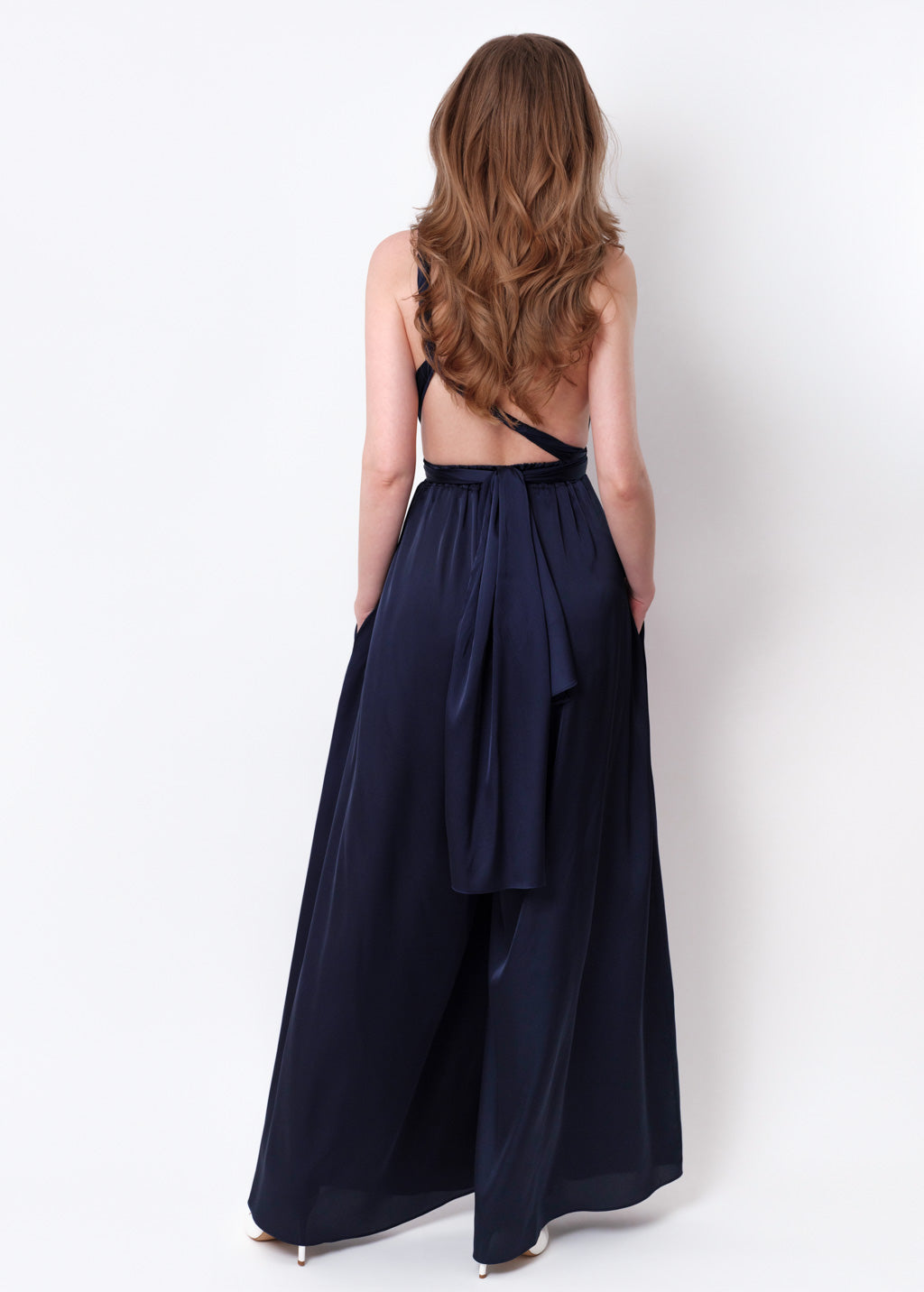 Navy blue silk infinity jumpsuit