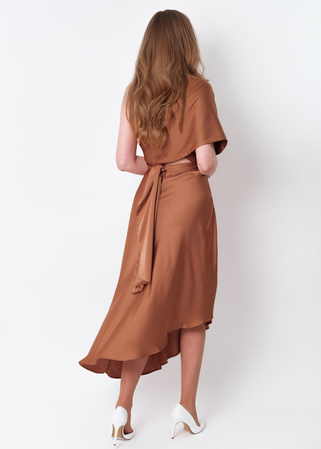 Copper gold infinity asymmetric dress