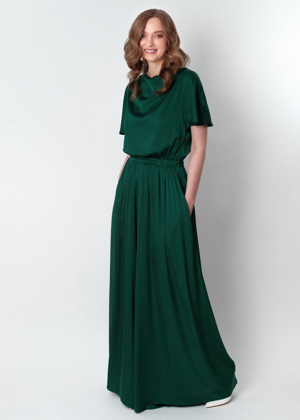 Dark green silk jumpsuit