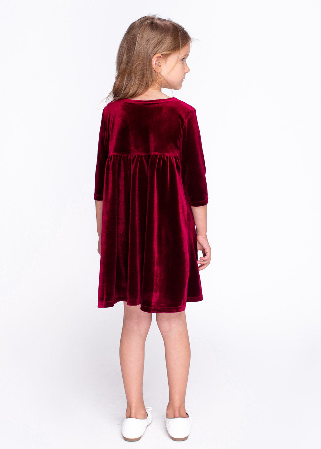 Burgundy girl velvet dresses