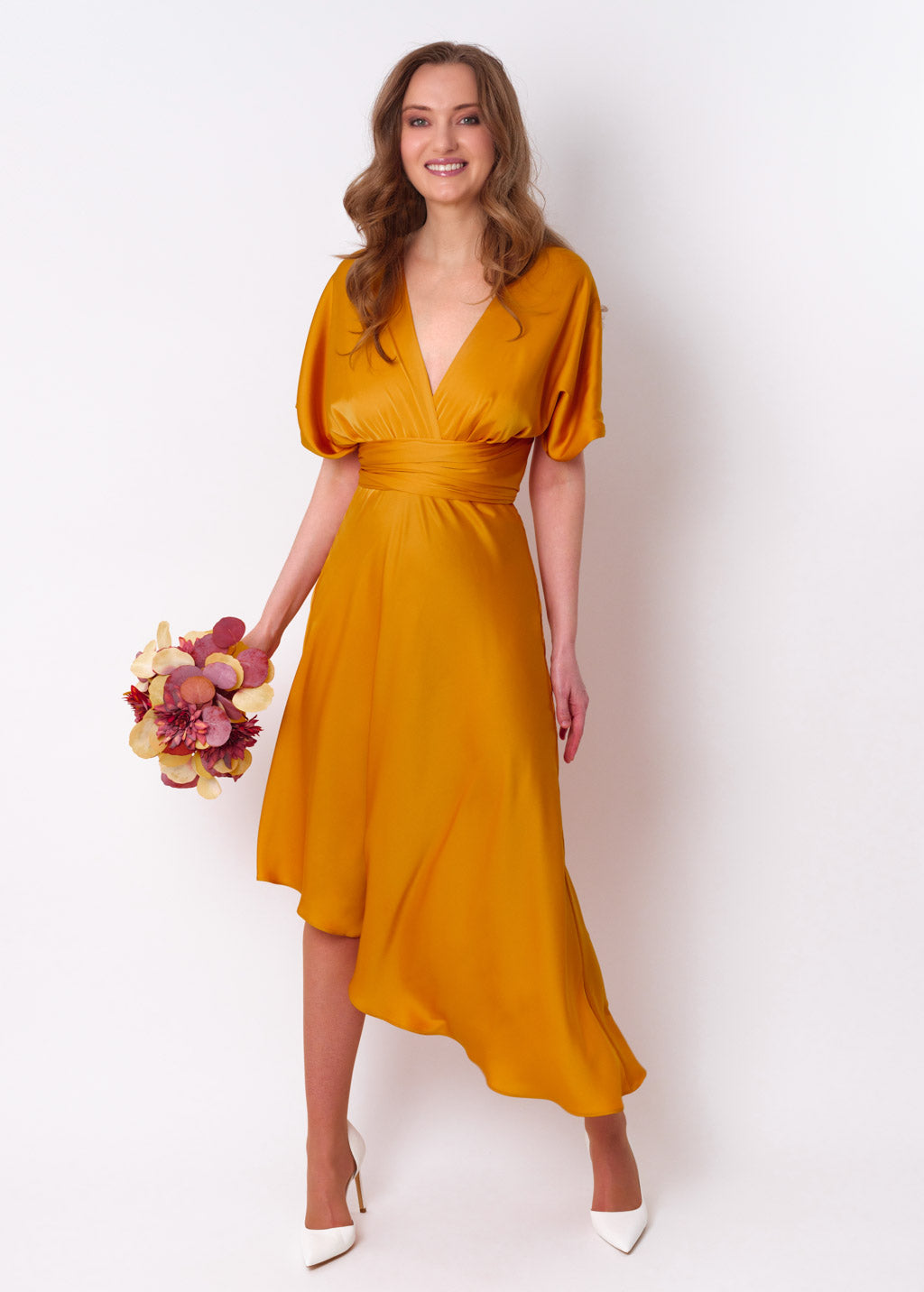 Gold infinity asymmetric dress