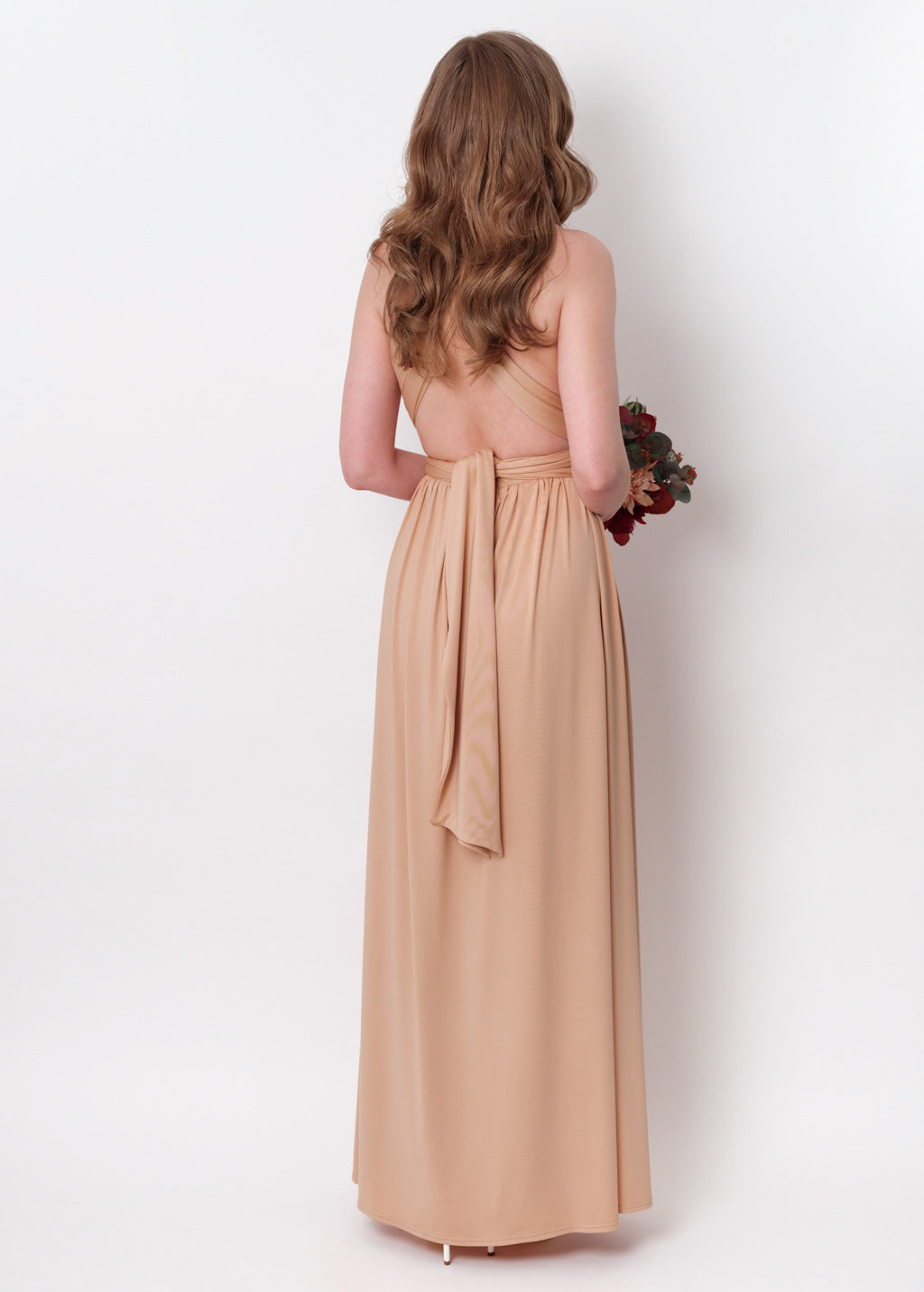 Champagne gold infinity long pleated dress