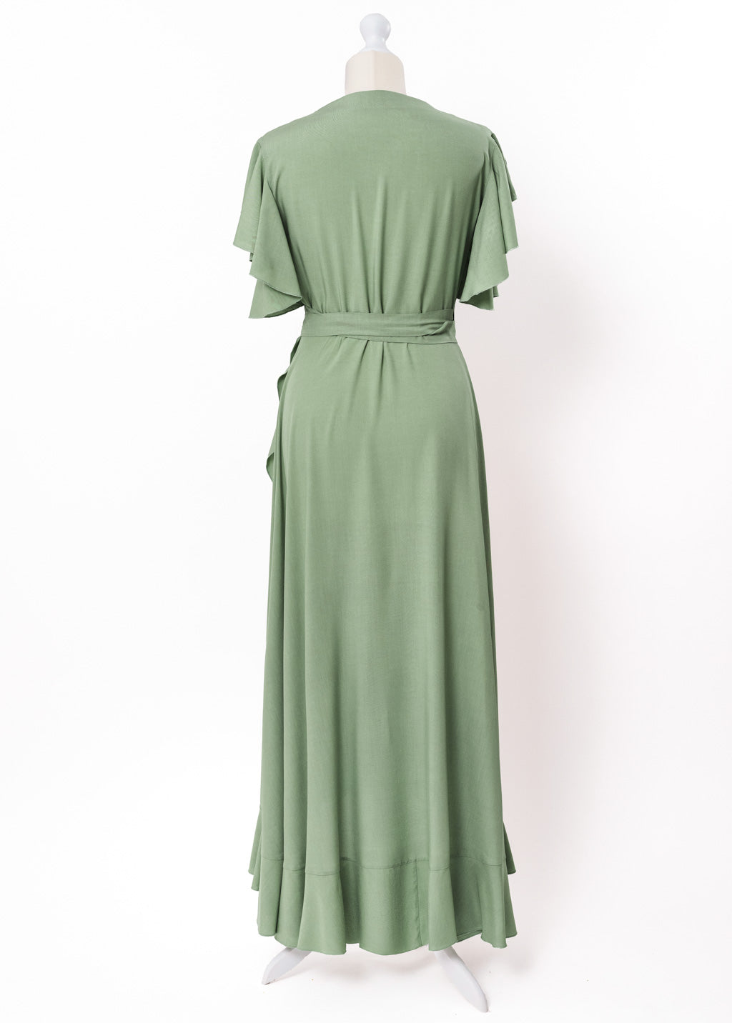 Sage green romantic wrap around dress