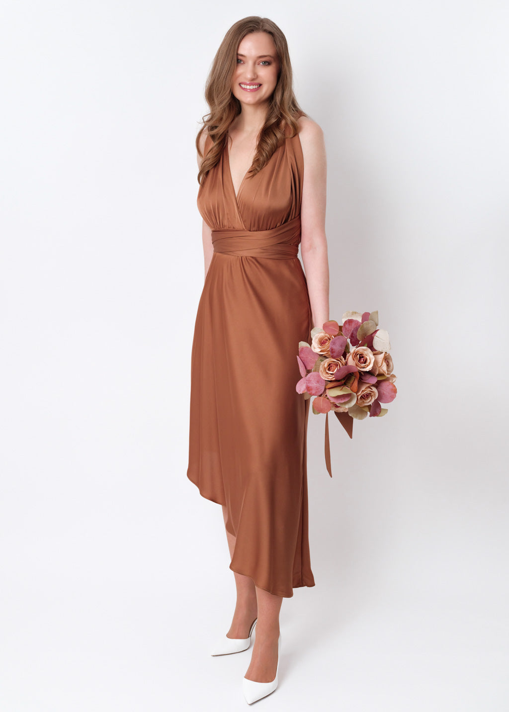 Copper gold infinity asymmetric dress