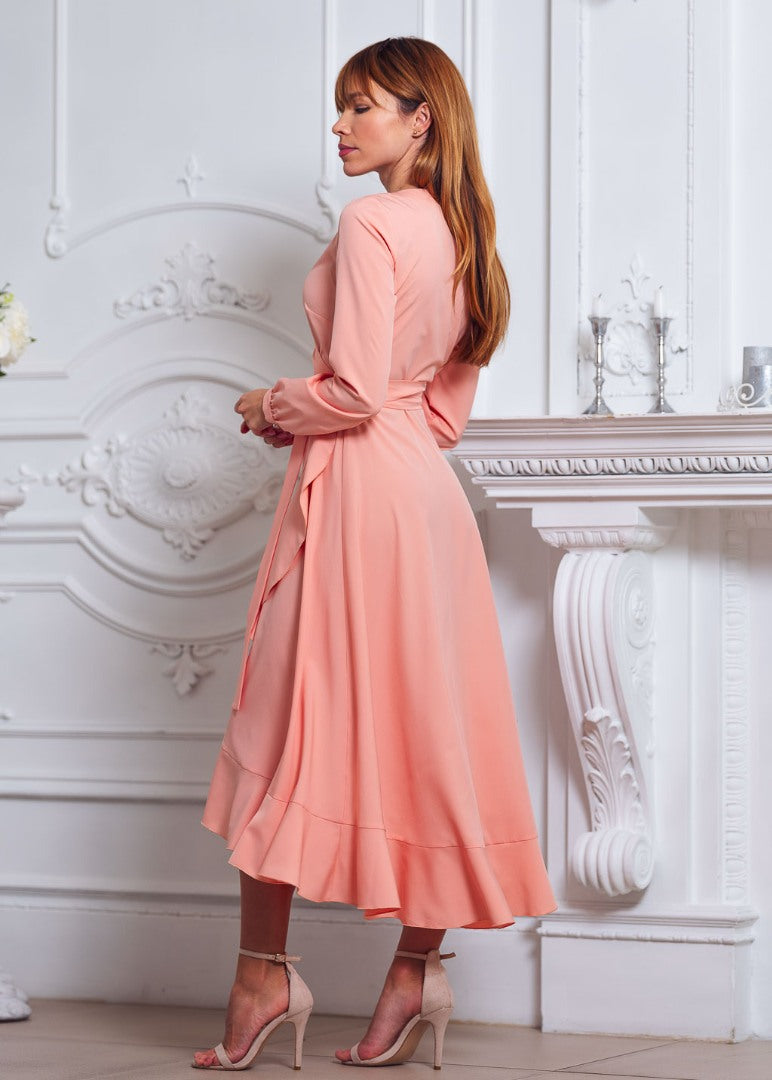 Blush pink wrap dress