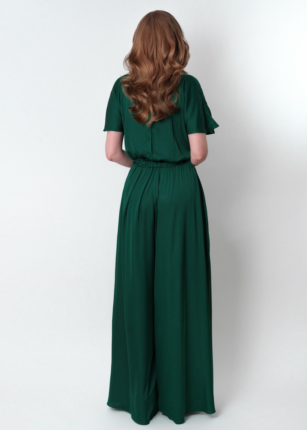 Dark green silk jumpsuit