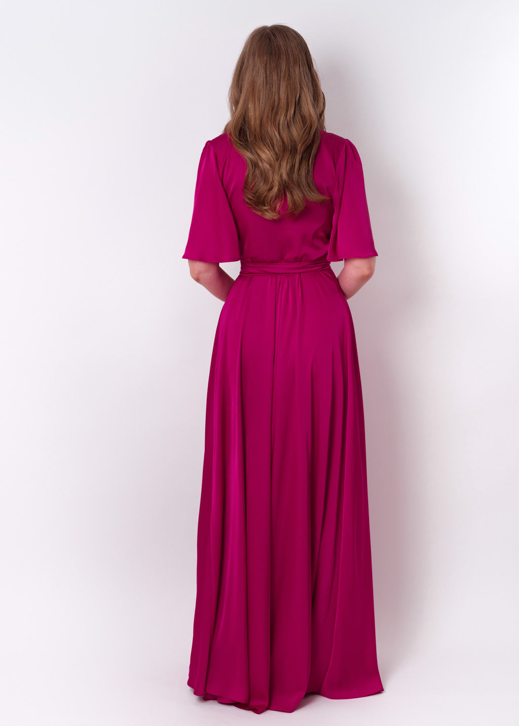 Fuchsia wrap long dress