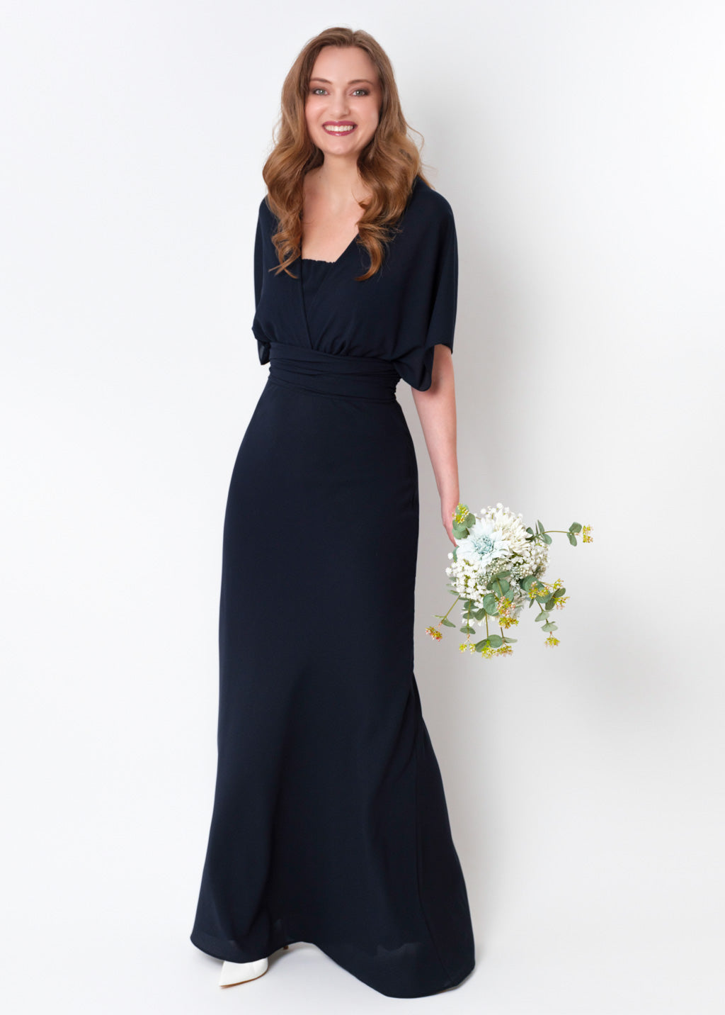 Navy blue chiffon infinity long dress