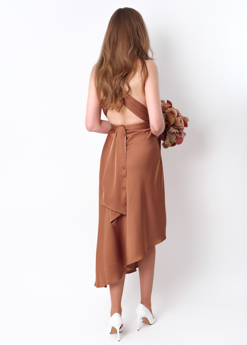 Copper gold infinity asymmetric dress