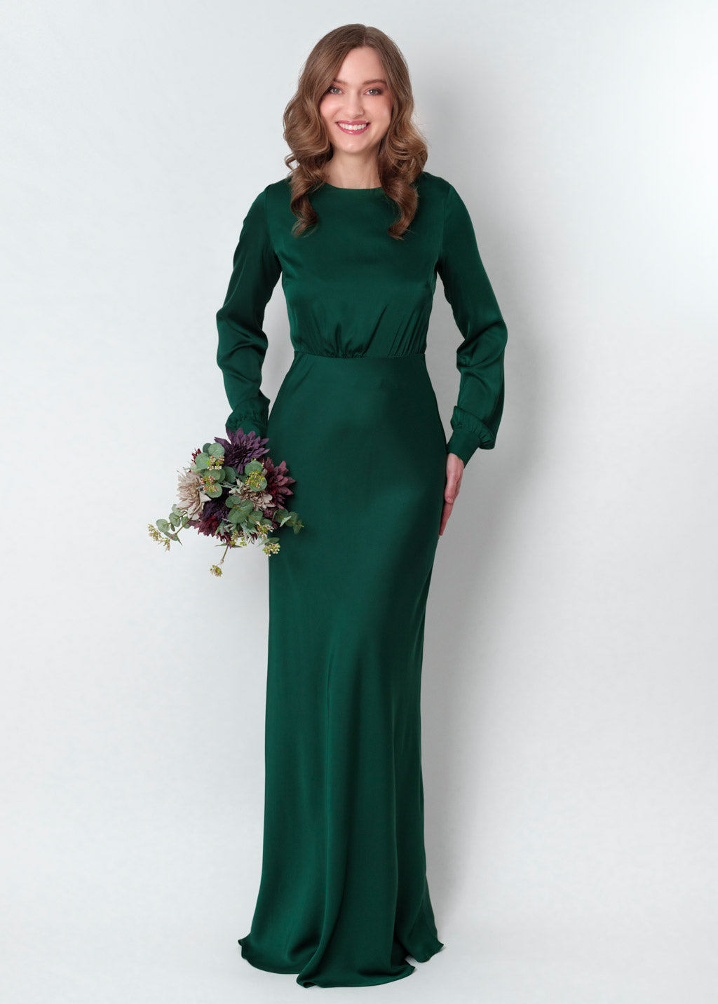 Dark green silk long dress