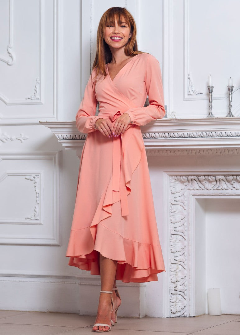 Blush pink wrap dress