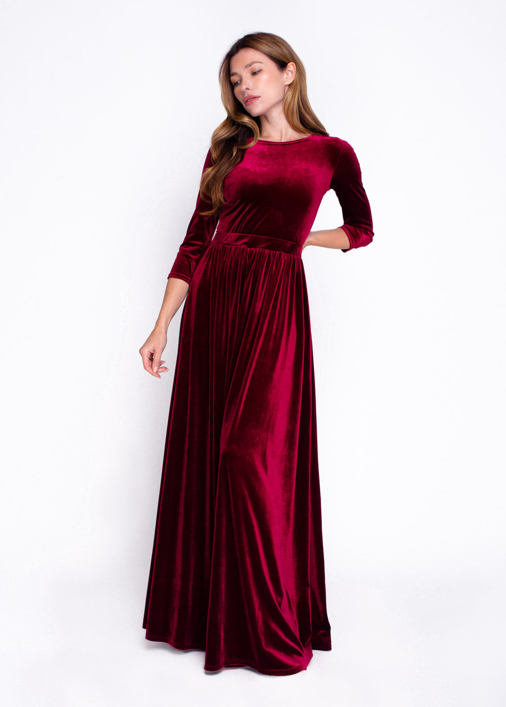 Red velvet long dress