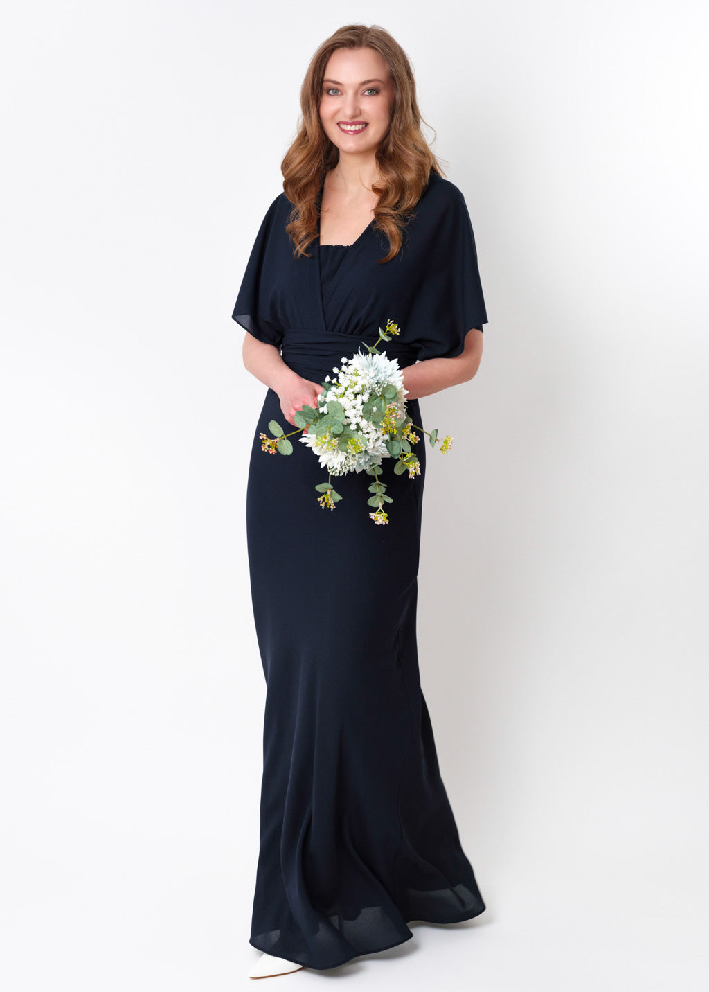 Navy blue chiffon infinity long dress